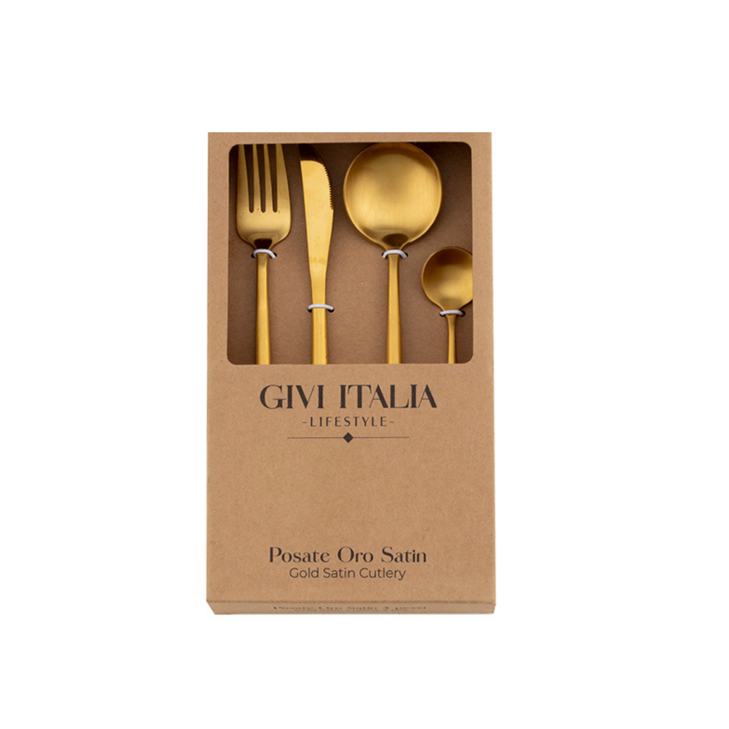 Set Posate Acciaio Inox Oro Satinato pz4 a cf.
