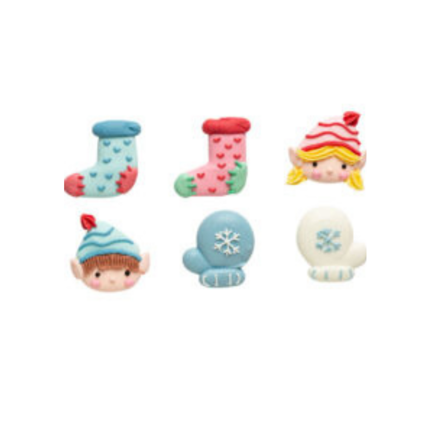 Decorazioni Zucchero Elfi di Babbo Natale Decora kit da 6pz