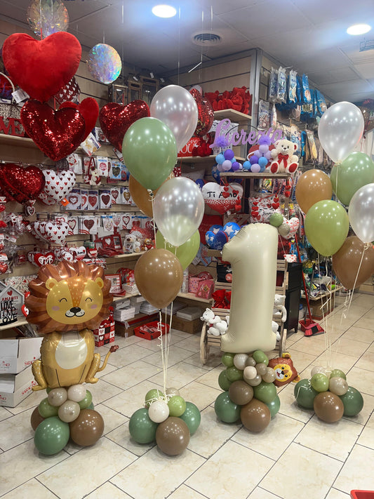 Allestimento Palloncini Tema "Animali della giungla" Primo Compleanno personalizzabile