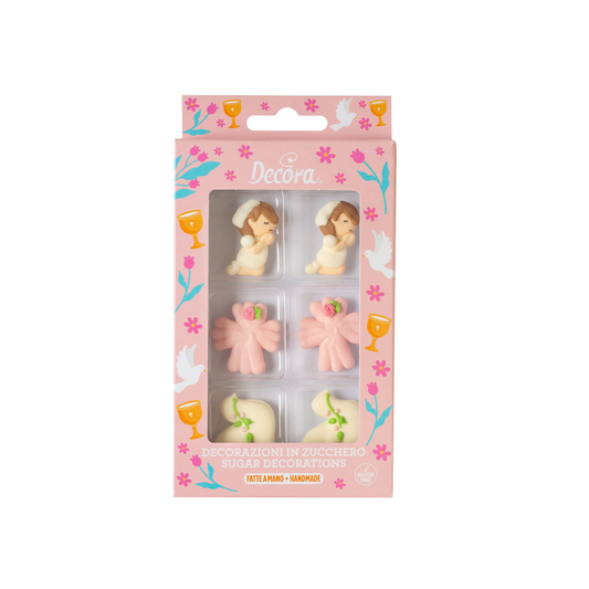 Decorazioni Zucchero Prima Comunione Girl Decora kit da 6pz