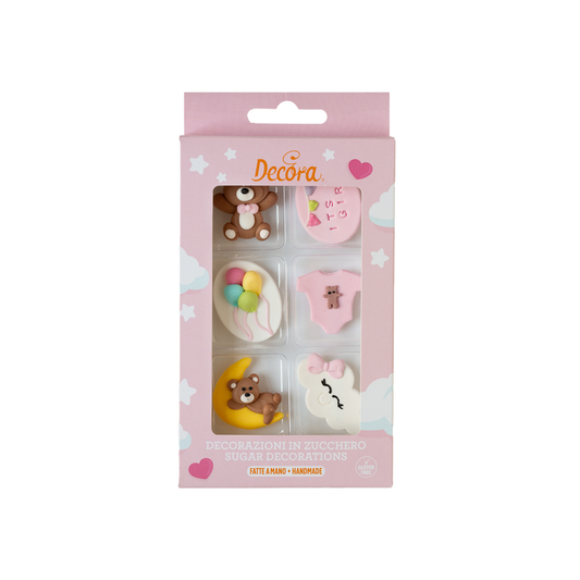 Decorazioni Zucchero Baby Girl Decora kit da 6pz