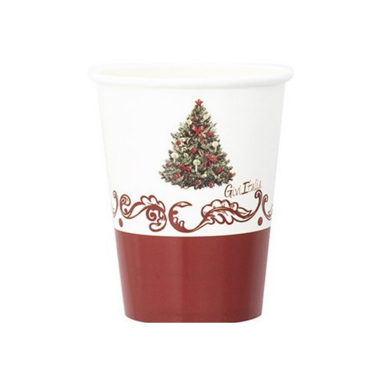 Bicchiere Carta Natale "Christmas Pottery" Ml 250 pz 8 a cf.