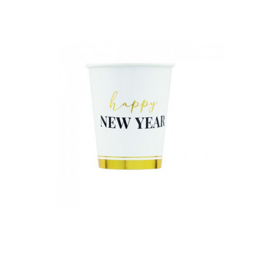 Bicchiere Carta  "Happy New Year" Clock White Ml 250 pz 8 a cf.